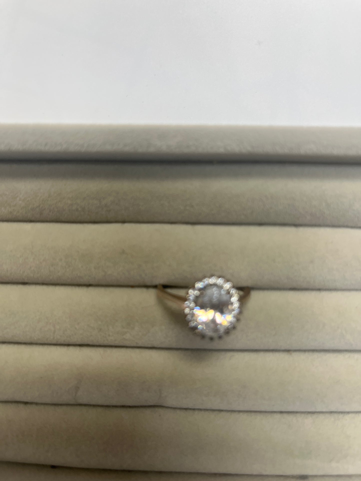 Silver Rose Gold white oval Zirconia Ring