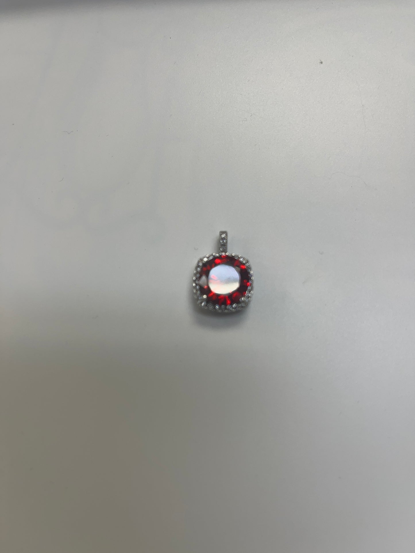Silver Square Red Pendant