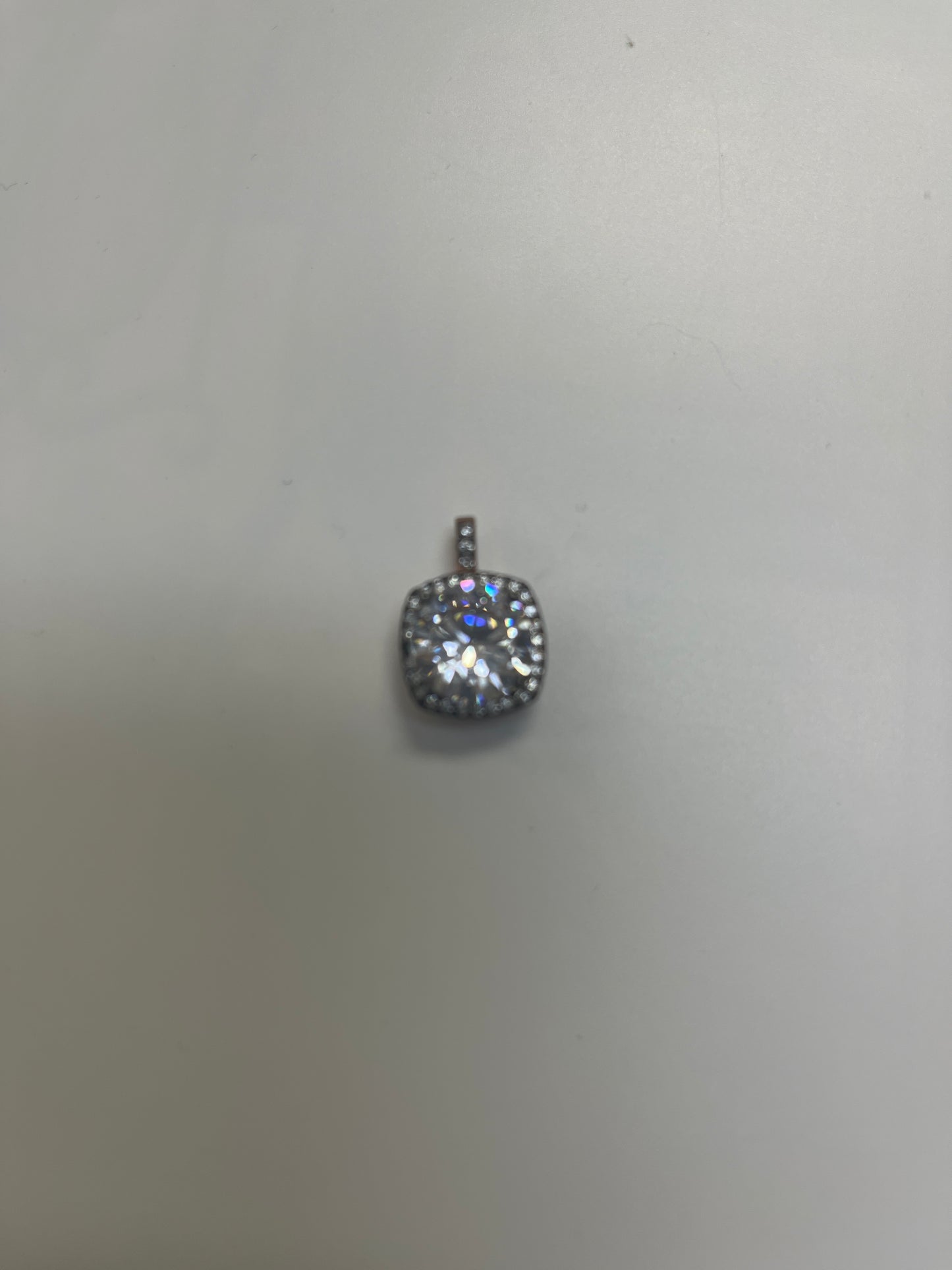 Silver Square Pendant White Zirconia