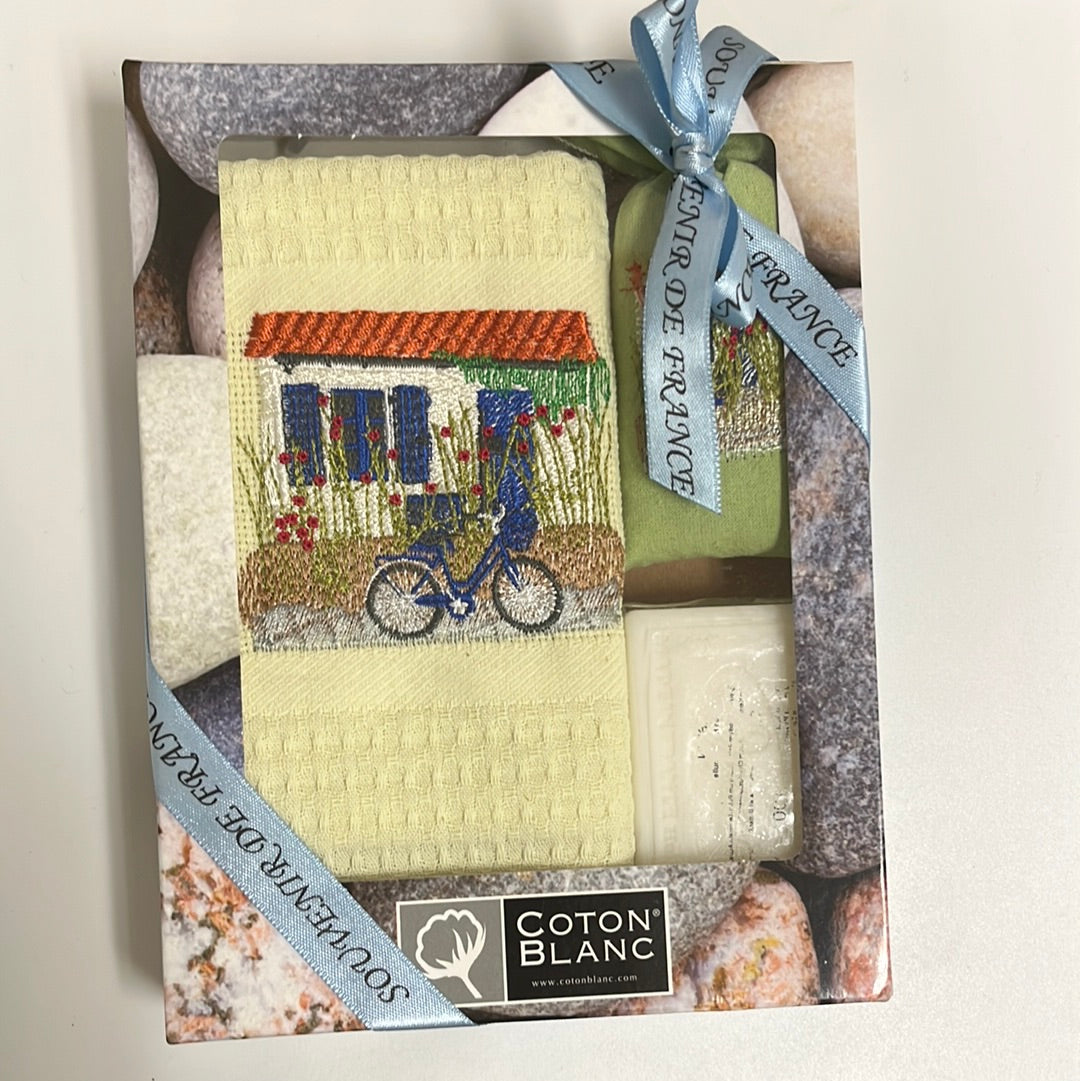 House-Bike Dishtowel Gift Set light green