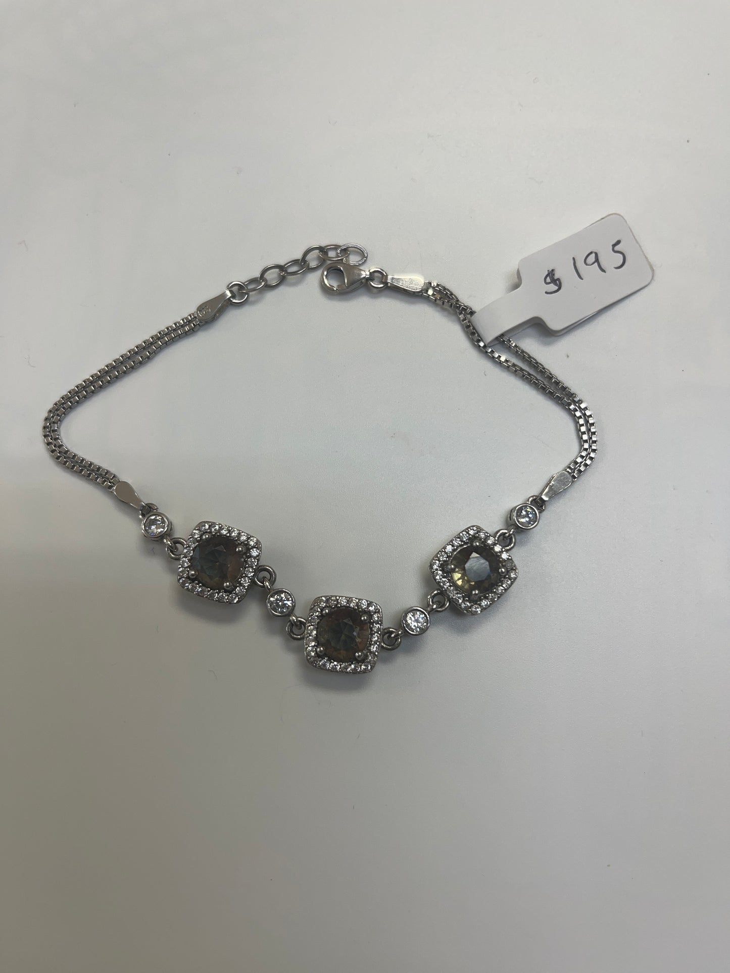 Silver 3 square bracelet