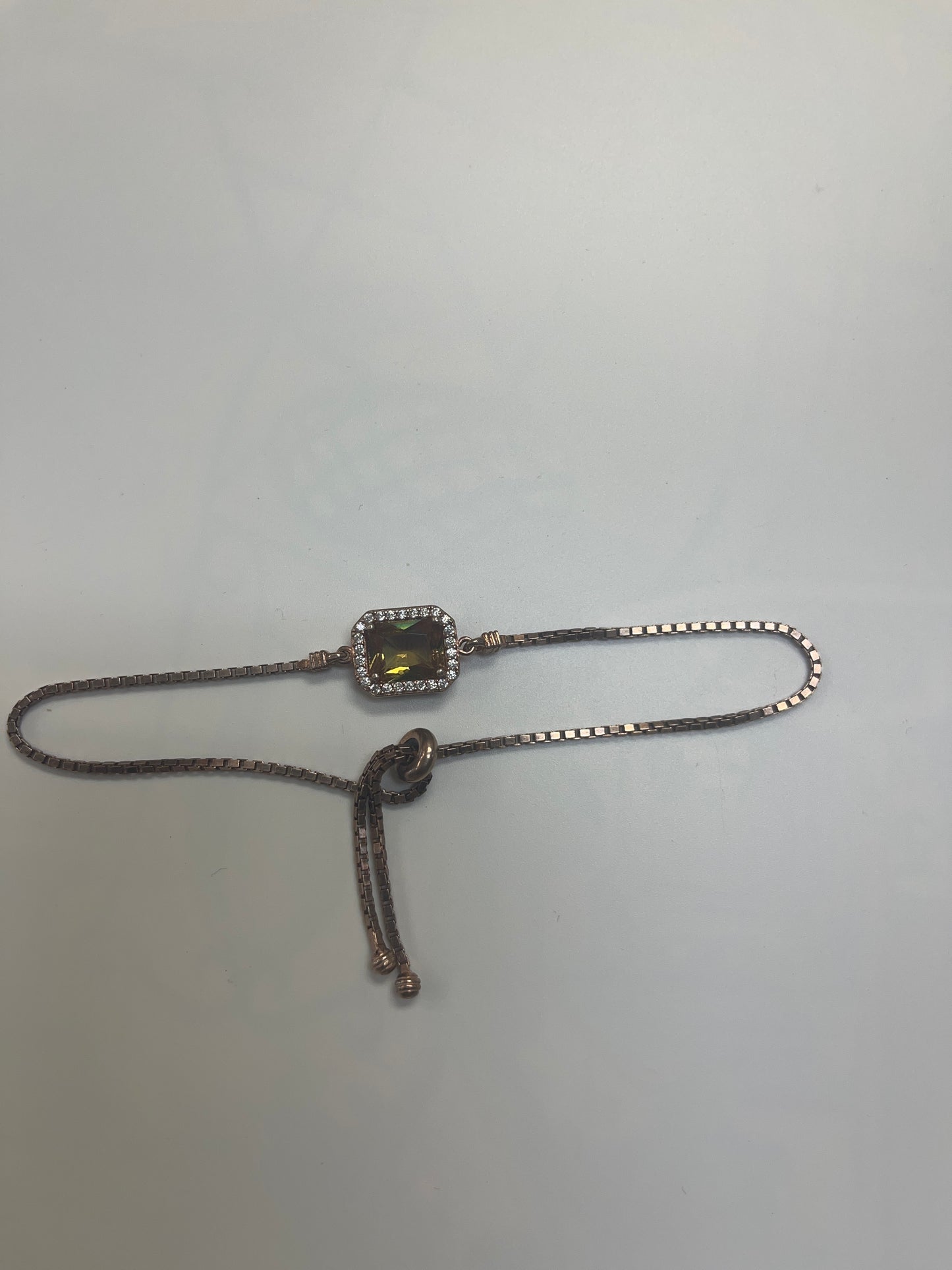 Silver Rose gold square champagne zirconia Bracelet