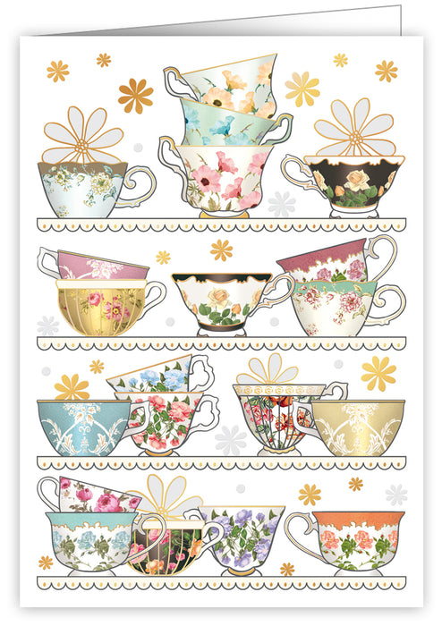 Vintage Tea Cups Greeting Card