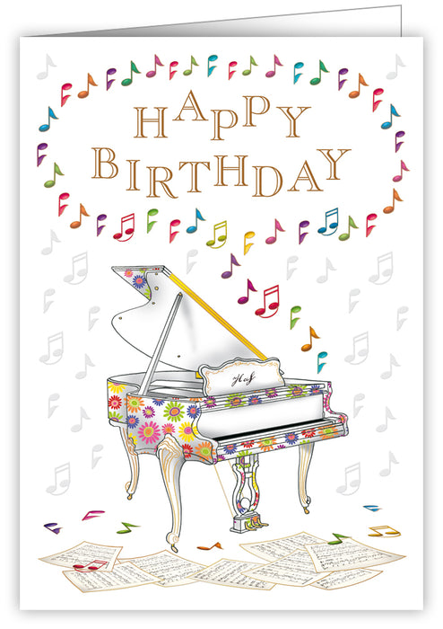 Piano & Music Notes Birthday Card