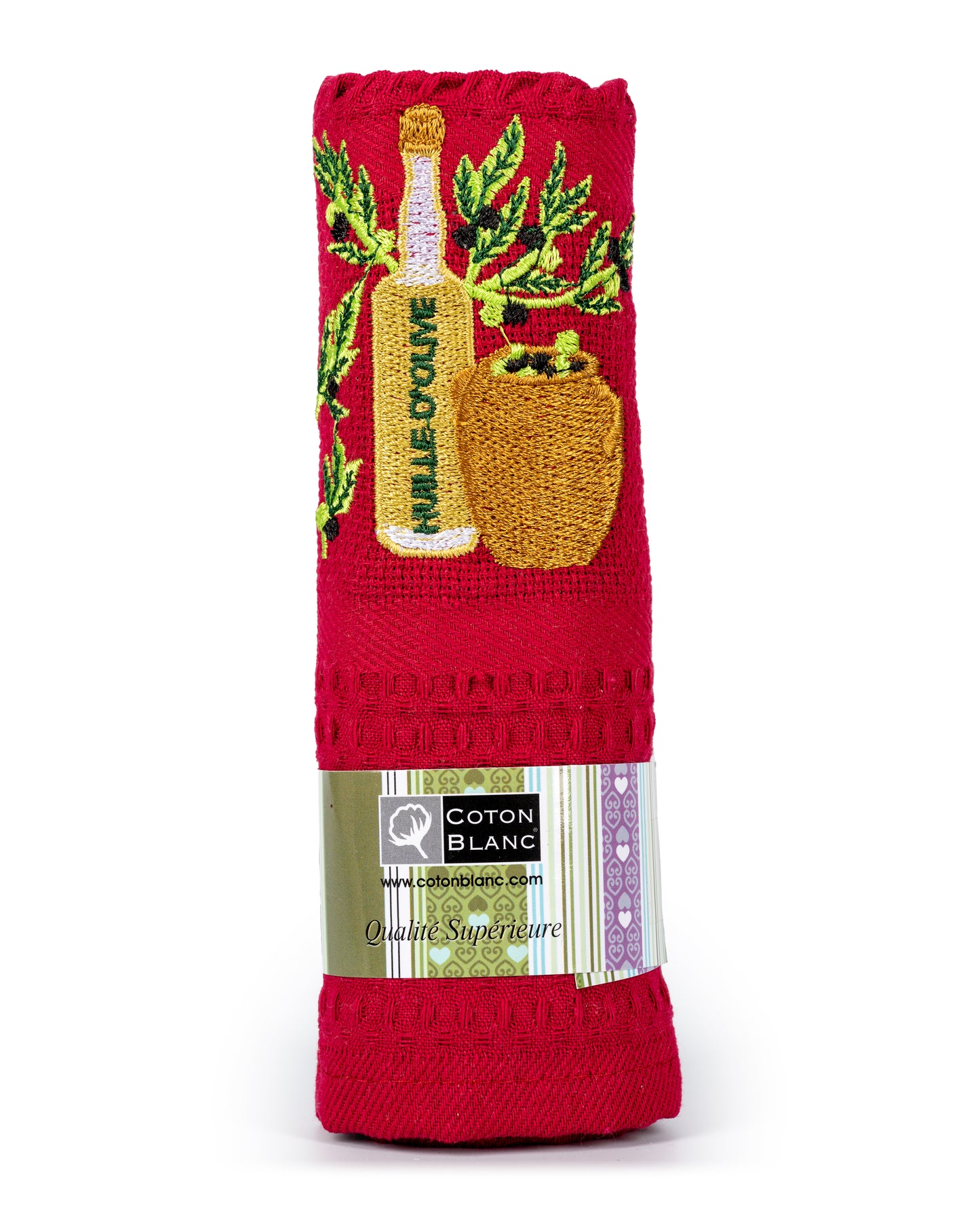 Huile D'Olive Maroon dishtowel