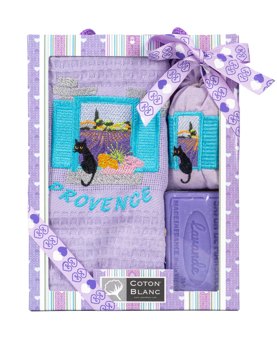 Provence Cat Window Gift lavender  Set