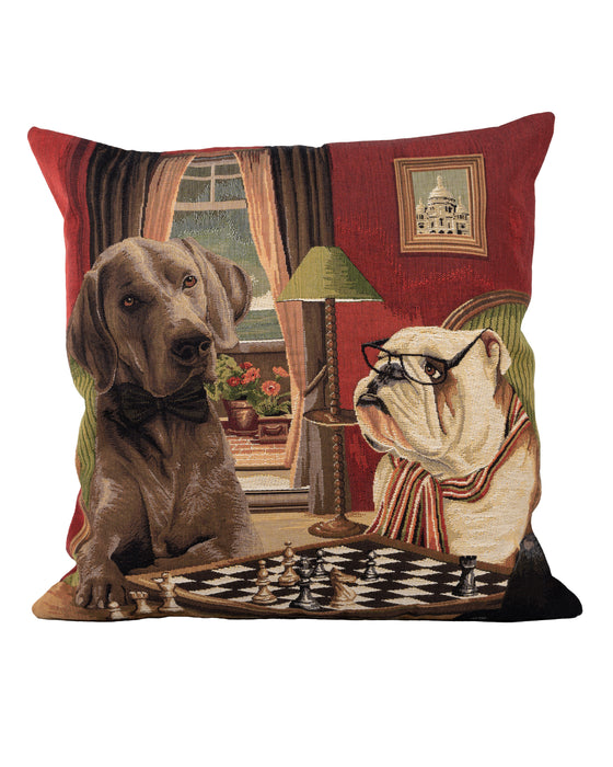 Pillow Dogs playing Chess