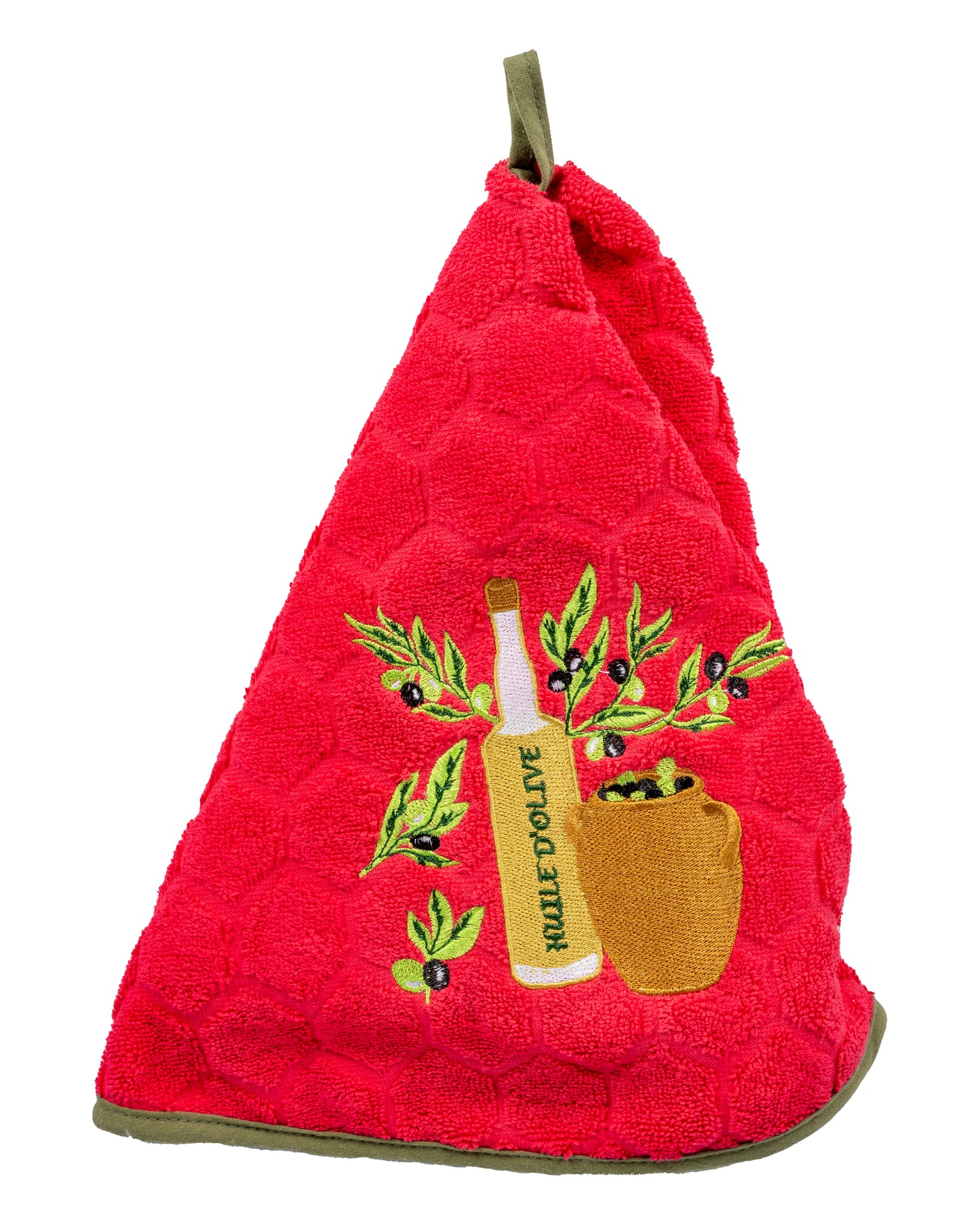 Olive Oil Bottle Red Terry Cloth