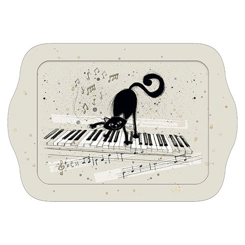 Cat Playing Piano small tray