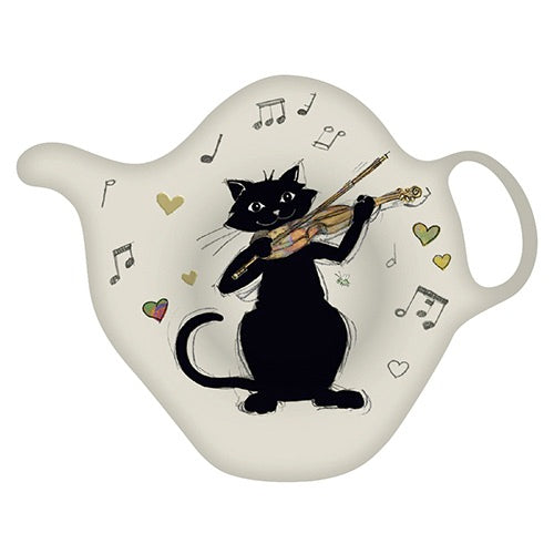 Violinist Cat Tea Bag Holder