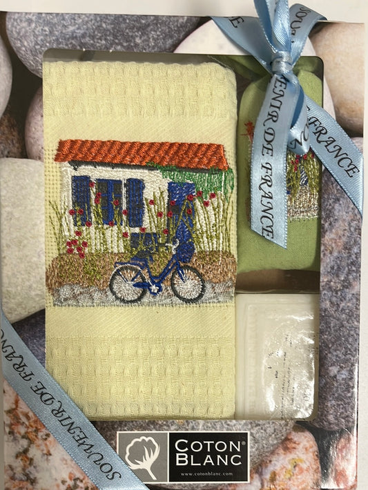 House-Bike Dishtowel Gift Set  light green