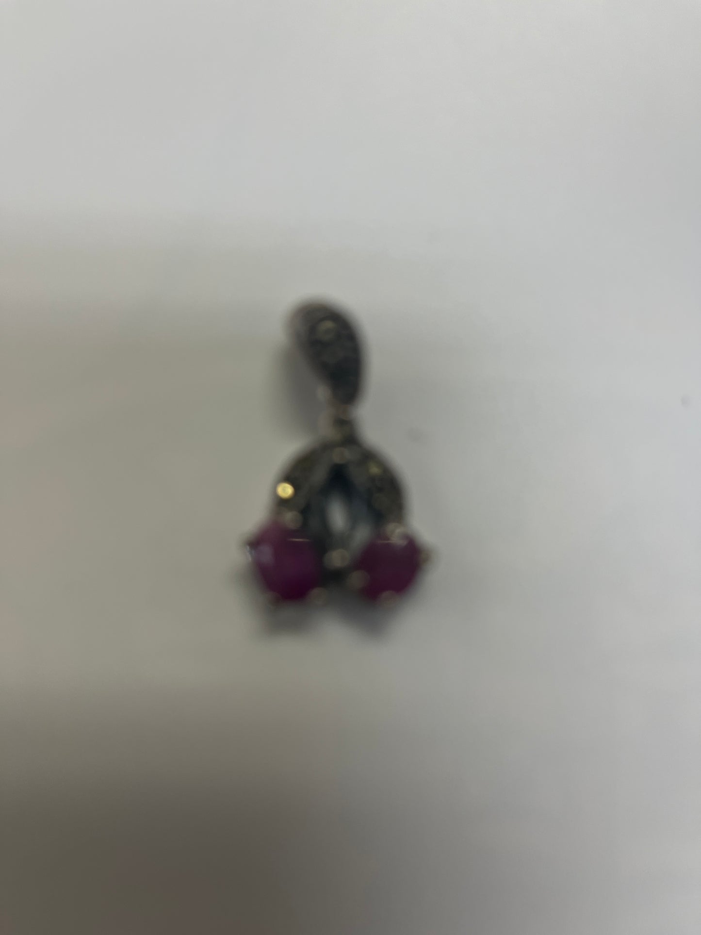 Silver Vintage 2 Ruby Pendant