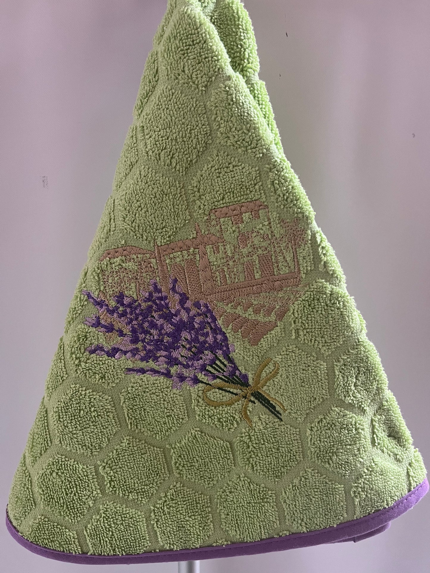 Lavender Bouquet Terry Cloth Pastel Green