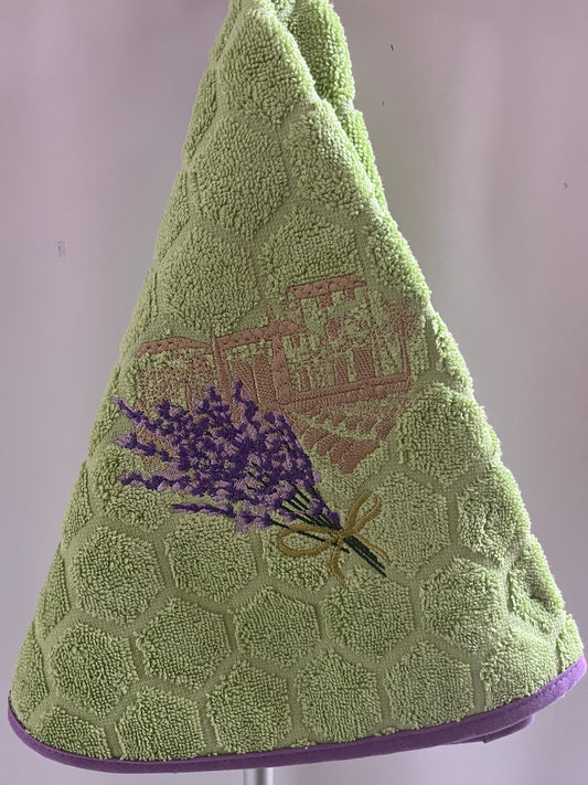 Lavender Bouquet Terry Cloth Pastel Green
