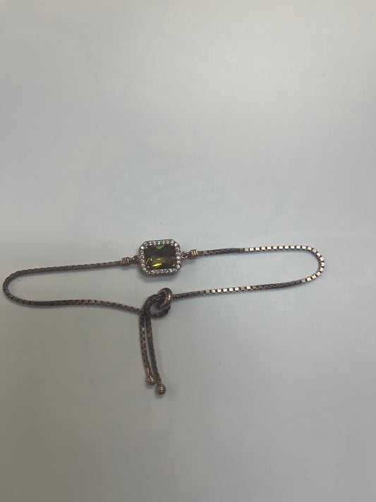 Silver Rose gold square champagne zirconia Bracelet