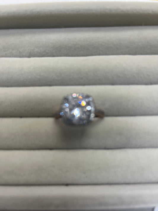 Silver Rose Gold white Zirconia Ring Square