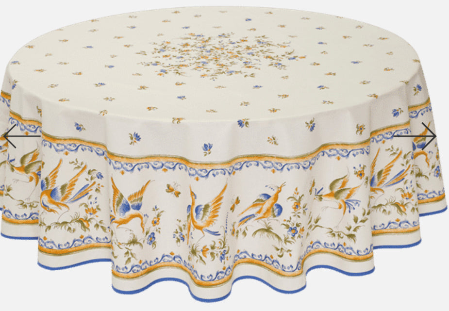 70” Round Coated Moustier Blue