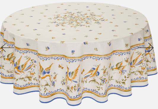 70” Round Coated Moustier Blue