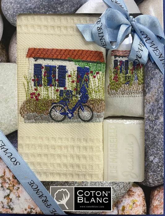 House Bike Dishtowel Gift Set Ecru