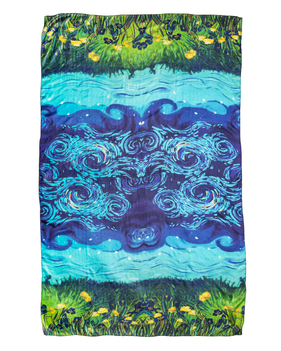 Van Gogh Irises & Starry Night Long Silk Scarf