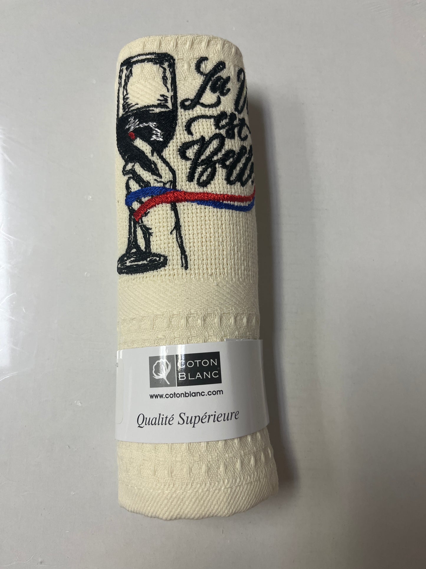 Dishtowel La Vie est Belle Ecru