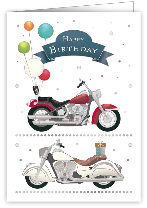 Motorcycle & Balloons Birthday Card