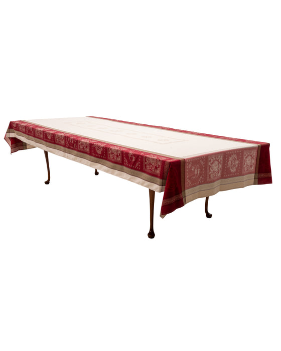138" Jacquard Monogramme  Ecru Red