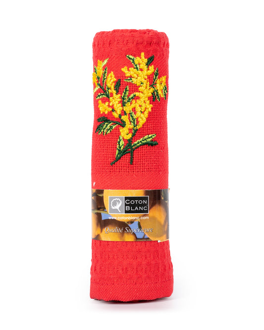 Mimosa red dishtowel