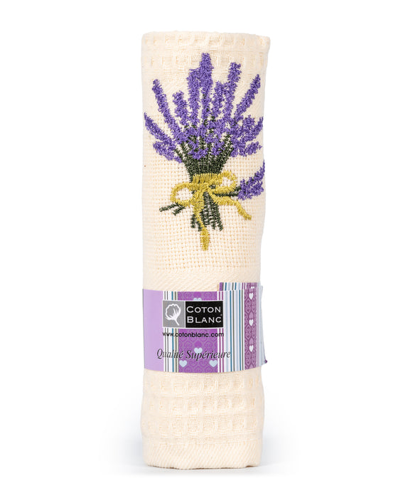 Ecru Lavender Bouquet dishtowel