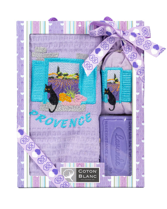 Lavender Provence Cat Window Gift lavender  Set