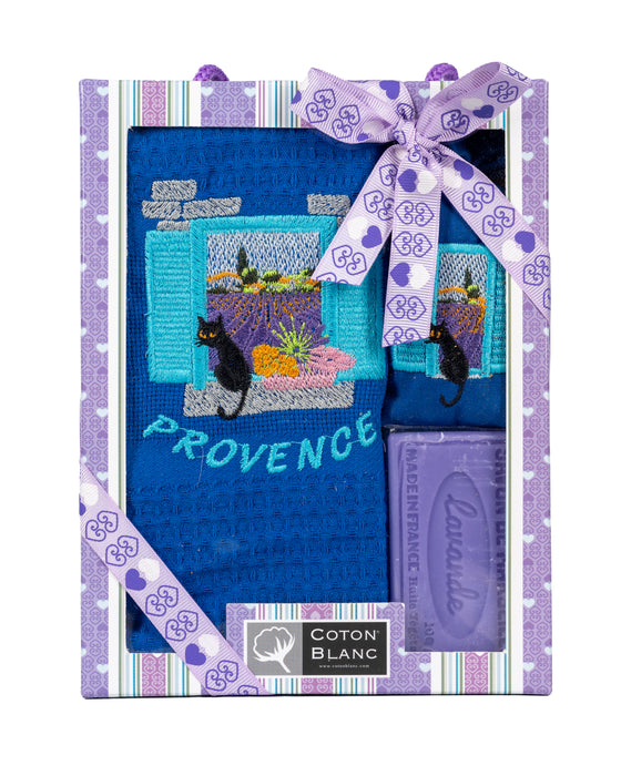 Blue Provence Cat Window Gift Set