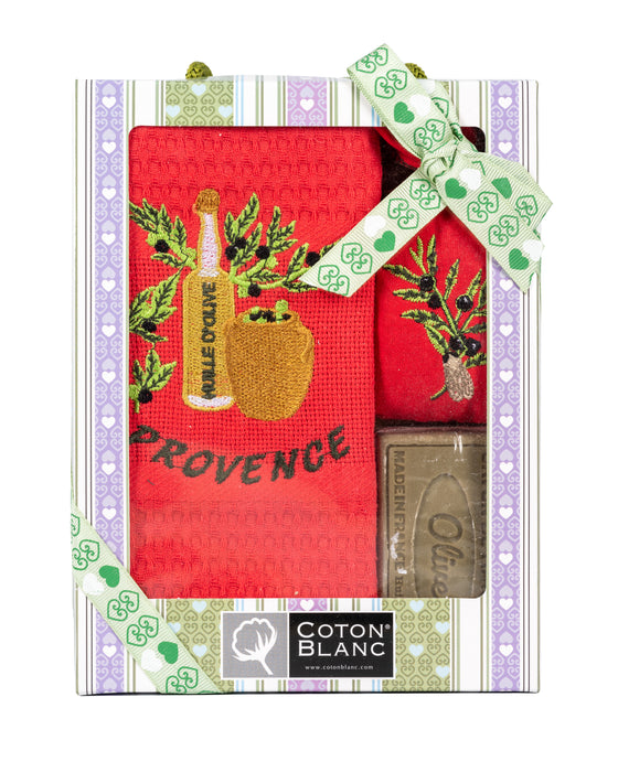 Olive Red Dishtowel Gift Set