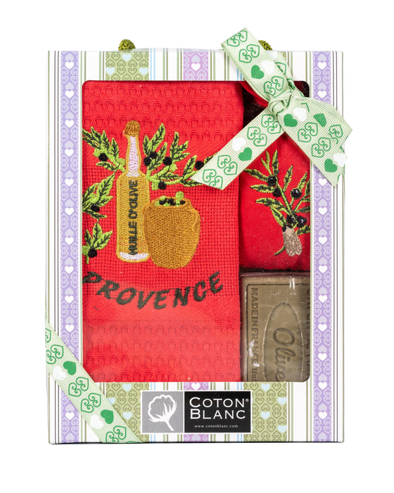 Olive Red Dishtowel Gift Set