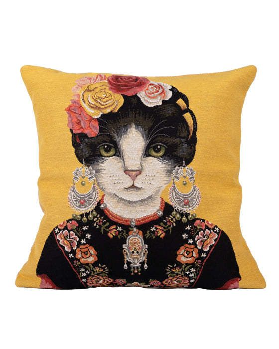 Frida Cat A Tapestry Pillow