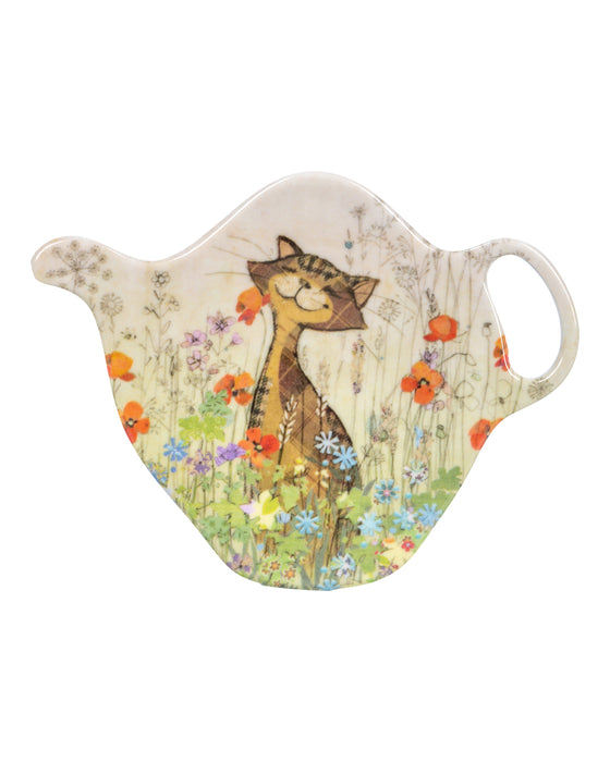 Jewel Cat & Birds Tea Bag Holder