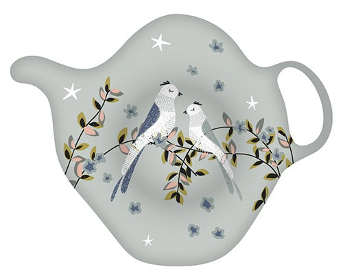 Green Poetic Birds Tea Bag Holder